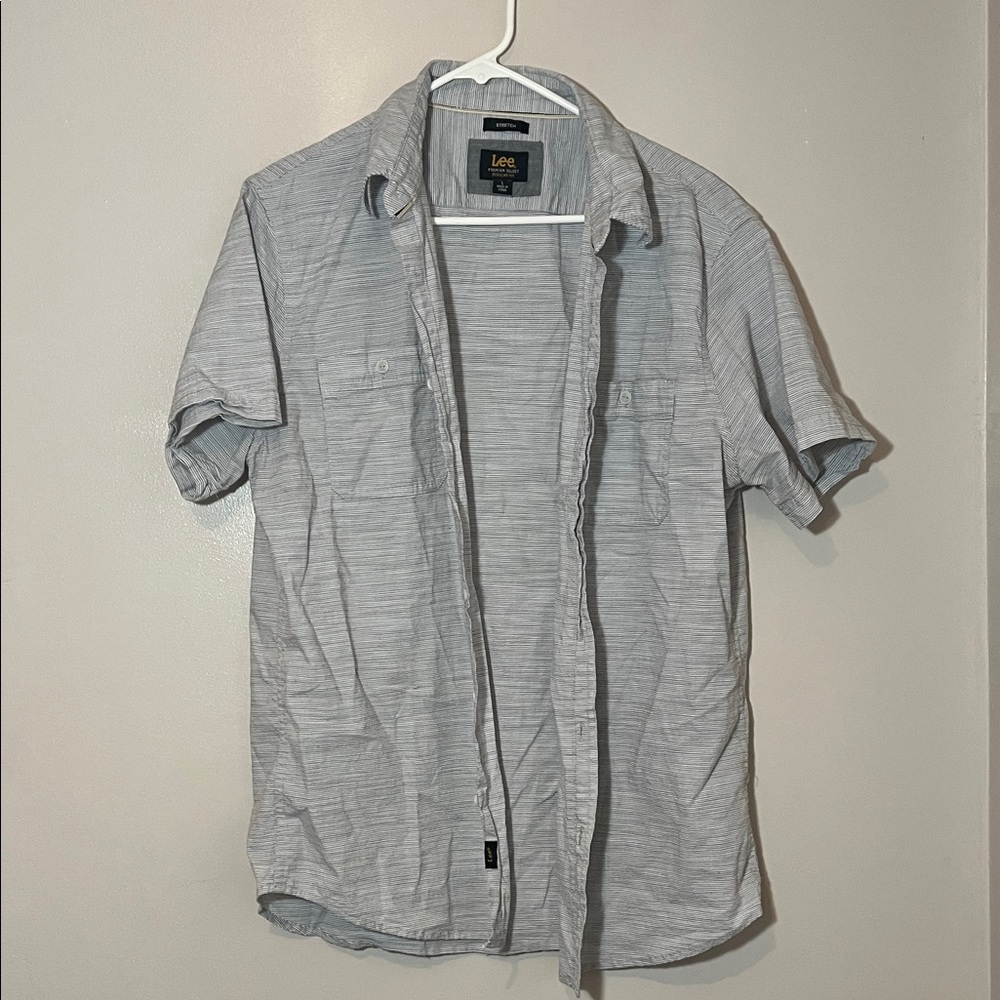 Lee Men's Casual Button Down Shirt - Light Gray
